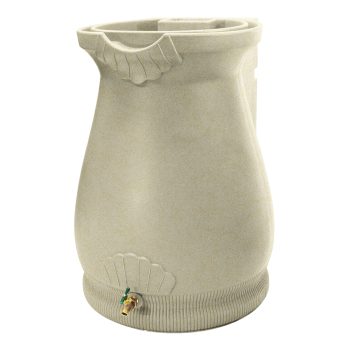 Good Ideas Rain Wizard Self-Draining Resin Urn, 65 Gallon Rain Barrel, Sandstone