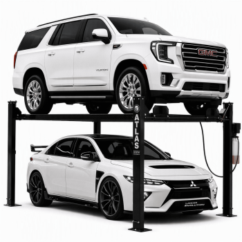 Atlas Automotive Equipment PRO8000 4-Post Vehicle Lift, 10' Minimum Ceiling Height, 8,000lb Capacity, 110V, Portable/Free Standing, Lock Ladder Design, Diamond Plated Runways, For DIY/Hobbyists