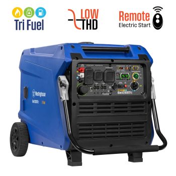 Westinghouse 12,000 Peak Watt Portable Inverter Generator, Tri Fuel, Gas, Propane, Natural Gas Powered, Remote Start with CO Sensor