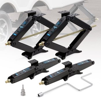 Kohree 24" 9500lbs RV Trailer Stabilizer Leveling Scissor Jacks with Crank Handle and Drill Bit,Set 4