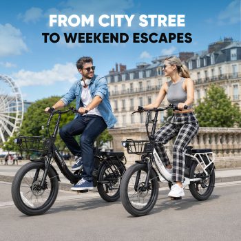 SAMEBIKE Foldable Electric Bike for Adults 20x3.0 Fat Tire Ebike 749W Peak Motor 48V 13Ah Removable Battery Up to 20 mph Up to 55 miles Range