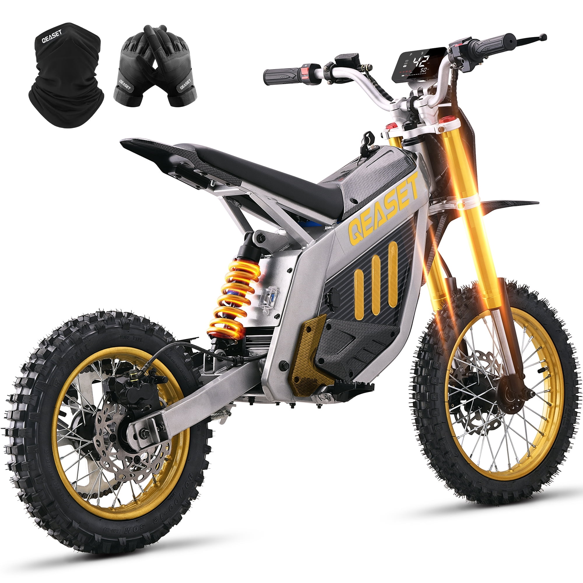 QEASET Dirt Bike DZ009 Electric-Powered Dirt Bike - Peak-3000W 48V 30AH Teens Adults Electric Dirt Bike, Max 42Mph, for 16+