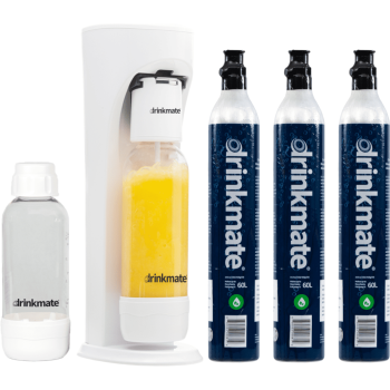 Drinkmate OmniFizz Sparkling Water and Soda Maker, Carbonates Any Drink, ULTIMATE BUNDLE - Includes three 60L CO2 Cylinders, Two Carbonation Bottles, and Fizz Infuser ()
