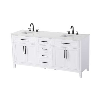 Elegant Kitchen and Bath 72 inch Double Bathroom Vanity in White