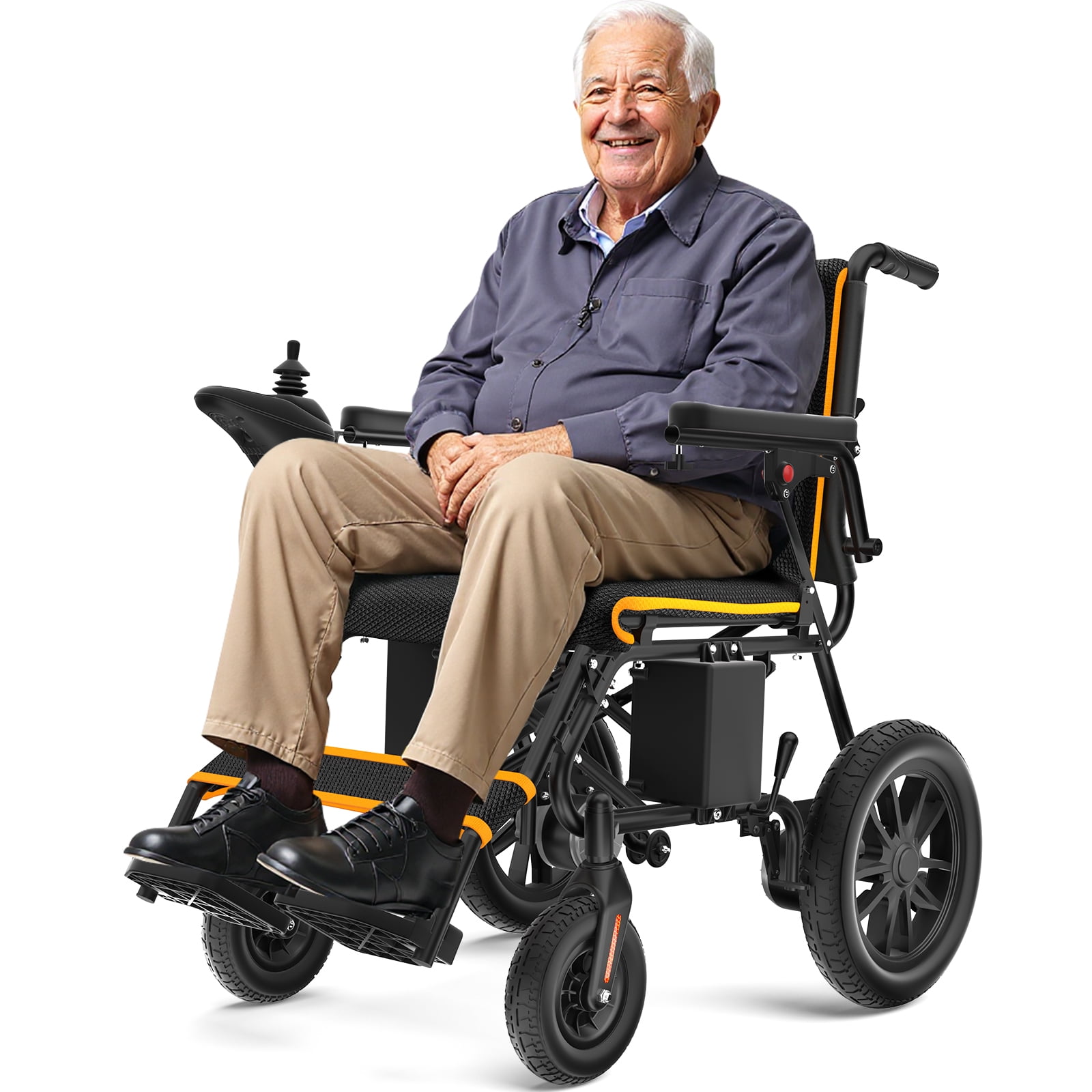 COOLHUT Foldable Electric Wheelchair, 20+ Miles Long Range Motorized Electric Wheelchair, Senior-Friendly Power Chair with 360° Joystick, All Terrain Smart Mobility Scooter