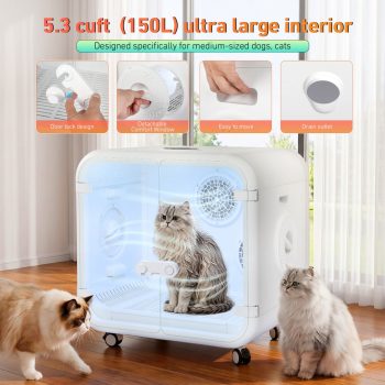 Pet Dryer Box, Safe Modular Design, 150L Large Space, 3 Sides Efficient Airflow, Ultra Quiet Cat and Dog Hair Dryer for Pet Grooming