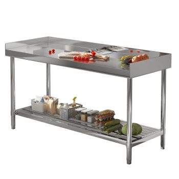 Commercial-Grade Stainless Steel Work Table 48"x24", 3-Side Baffle, Adjustable Undershelf & NSF Certified Heavy-Duty Prep Station for Restaurants, Hotels & Home