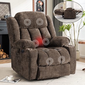 JULY'S SONG Power Recliner Chair with Heat and Massage, Dual Motor Lift Chairs for Elderly with Cup Holders, Oversized Recliners for Adults with USB & Type-C Ports