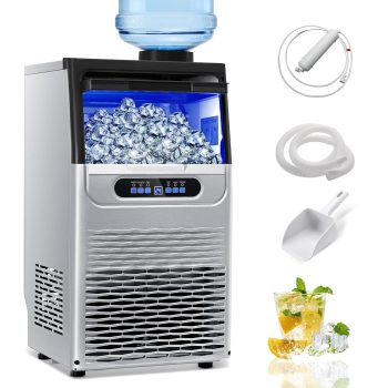 Ice Maker 100LBS/24H Commercial Ice Maker Machine Dual Water Inlet Under Counter or Freestanding Ice Machine 36 Cubes/Cycle with 22LBS Storage for Home, Bar, Restaurant, Coffee Shop