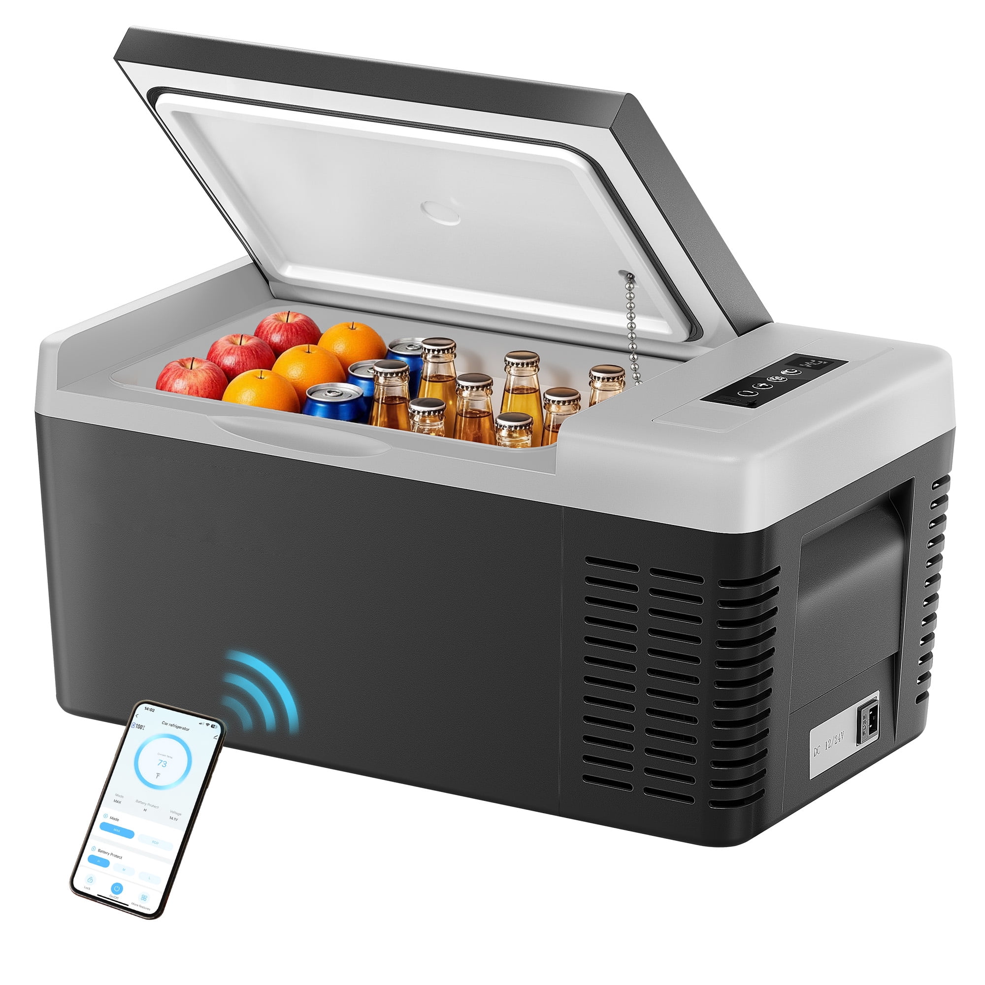 Simzlife 12 Volt (18L) Portable Car Refrigerator, -4℉~50℉, 12/24V DC & 110-240V AC, Mini Fridge for RV Camping, Travel, Truck, Home, Black