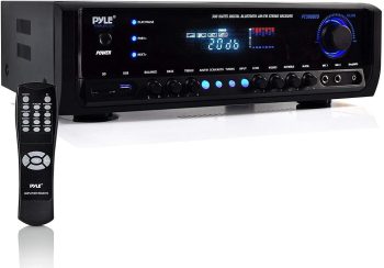 PYLE PT390BTU - Digital Home Theater Bluetooth Stereo Receiver, Aux (3.5mm) Input, MP3/USB/SD/AM/FM Radio, (2) Mic Inputs (300 Watt)