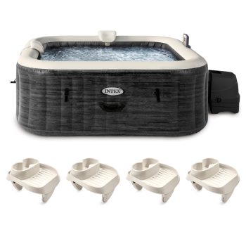 Intex PureSpa Plus Portable Inflatable Spa & Attachable Snack Tray (4 Pack)