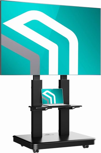 ONKRON Motorized TV Stand on Wheels for 50-120 Inch Screen, max Load 276 lbs, Adjustable Height with Remote, Heavy Duty TV Portable Stand, max VESA 900x800 Mobile TV Cart Rolling TV Stand Tall Black