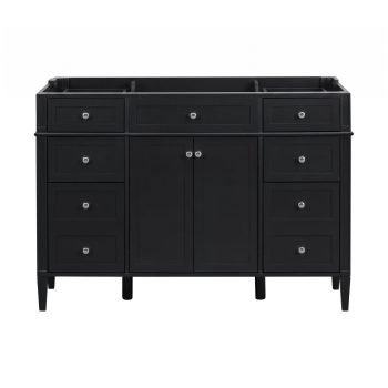 48 Inch Bathroom Vanity Cabinet Only, Freestanding MDF Vanity Base with 6 Drawers and 2 Doors, Black Storage Cabinet with Soft Close Hinges and Silver Metal Handles