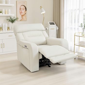 BarberPub Power Esthetician Facial Chair Lash Recliner for Spa Beauty Salon, Zero Gravity, USB&Type C Ports, Extended Footrest, PU Leather