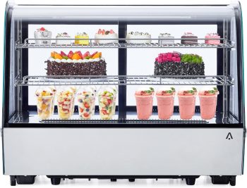 IdealHouse 4.6 Cu. Ft. Commercial Bakery Cake Display Refrigerator, Countertop Pastry Display Case, LED Lighting, Double-Layered Glass