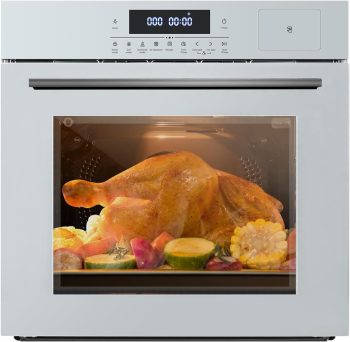 24" Single Wall Oven, 2.5 Cu.ft Built-in Timer-Convection Electric Wall Oven with 8 Baking Modes, 3000W, 240V, Stainless Steel, 3D Surround Heating, Timer, Touch Control, Safety Lock, Silver