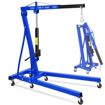 2 Ton Folding Hydraulic Engine Hoist Cherry Picker Heavy Duty Telescopic Shop Crane Lifter 4400 lbs Capacity 6 Casters Portable Engine Lift for Garage Workshop Yellow/Black/Orange/Red/Blue