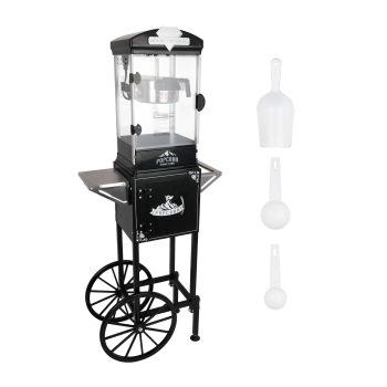 Dolonm 10 oz Popcorn Machine Cart with Wheel, Stainless-Steel Kettle Popcorn Maker Cart Makes up to 40 Cups for Commercial Home Movie Party