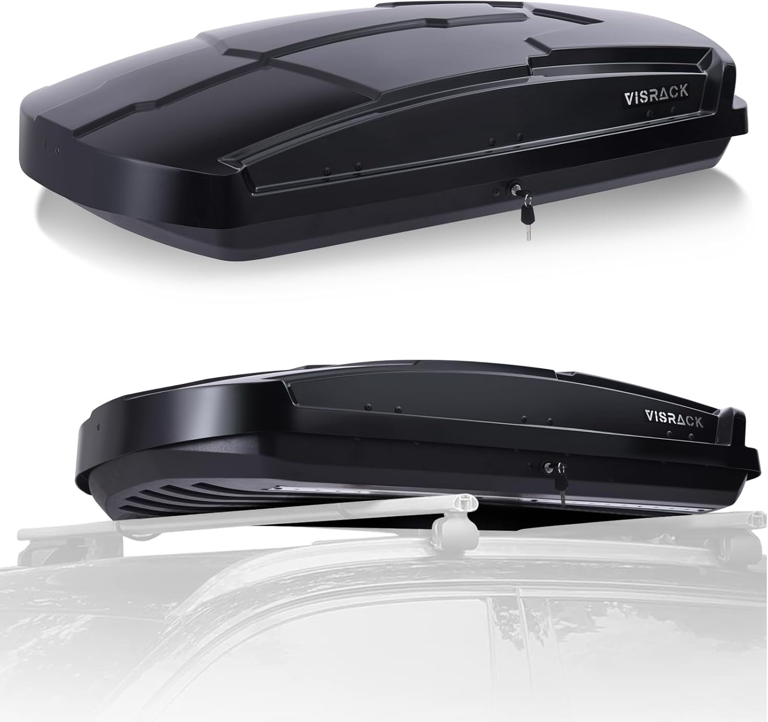 Dual-Side Opening 16 Cubic Feet Car Rooftop Cargo Box, ABS PMMA Black Roof Box for Car SUV, 130 lbs Capacity, 58.3"x35.4"x13", Tool-Free Install
