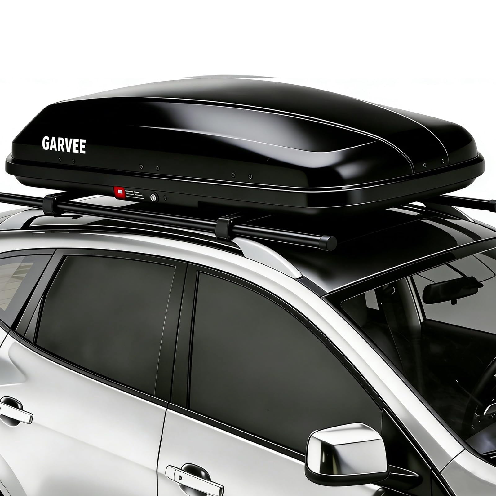 Qinain Rooftop Cargo Carrier Hard Shell, 12.4 Cubic Feet Heavy-Duty Roof Cargo Box, Rooftop Cargo Carrier Box with 2 Reinforced Straps and 2 Keys for Car Wagon SUV